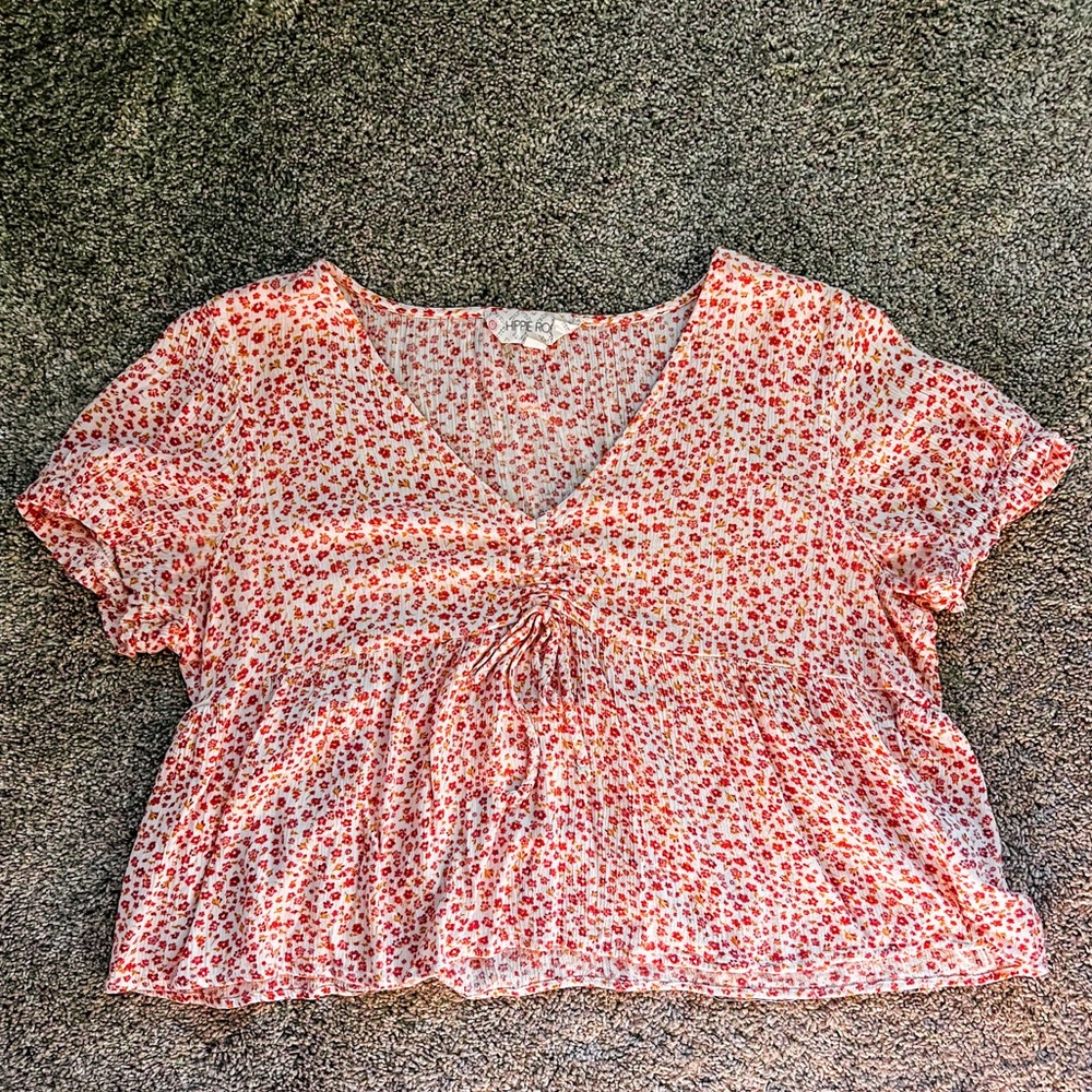 Hippie Rose Floral Short Sleeve Blouse